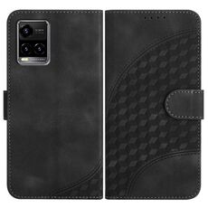 Per vivo Y33s 4G Global/Y21/Y21s/Y21t YX0060 Custodia in pelle per telefono con testa di elefante in rilievo con cordino (nero)