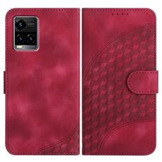 Per vivo Y33s 4G Global/Y21/Y21s/Y21t YX0060 Custodia in pelle per telefono con testa di elefante in rilievo con cordino (rosa rossa)