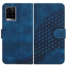 Per vivo Y33s 4G Global/Y21/Y21s/Y21t YX0060 Custodia in pelle per telefono con testa di elefante in rilievo con cordino (blu reale)