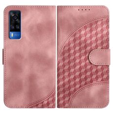 Per vivo Y53s 4G/Y51a/Y33 4G YX0060 Custodia in pelle per telefono con testa di elefante in rilievo con cordino (rosa)