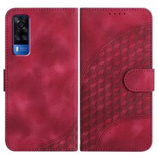 Per vivo Y53s 4G/Y51a/Y33 4G YX0060 Custodia in pelle per telefono con testa di elefante in rilievo con cordino (rosa rossa)