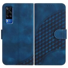 Per vivo Y53s 4G/Y51a/Y33 4G YX0060 Custodia in pelle per telefono con testa di elefante in rilievo con cordino (blu reale)