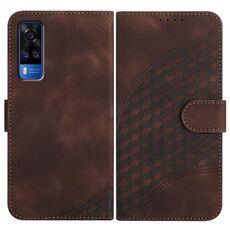Per vivo Y53s 4G/Y51a/Y33 4G YX0060 Custodia in pelle per telefono con testa di elefante in rilievo con cordino (caffè)