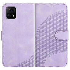 Per vivo Y72 5G India YX0060 Custodia in pelle per telefono con testa di elefante in rilievo con cordino (viola chiaro)