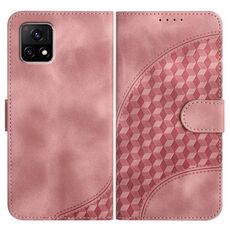Per vivo Y52s 5G/iQOO U3/Y31s 5G YX0060 Custodia in pelle per telefono con testa di elefante in rilievo con cordino (rosa)