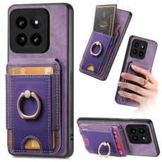 Per Xiaomi 14 Pro Custodia per telefono in pelle con supporto magnetico retro divisibile (viola)