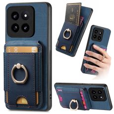 Per Xiaomi 14 Pro Custodia per telefono in pelle con supporto magnetico retro divisibile (blu)