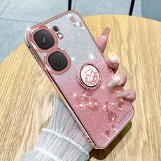 Per vivo iQOO Neo9 Pro Custodia per telefono all-inclusive con anello floreale immortale con glitter sfumati (rosa)