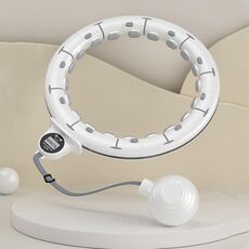 Cerchio fitness con conteggio display digitale staccabile intelligente, vita adatta: 65-110 cm bianco