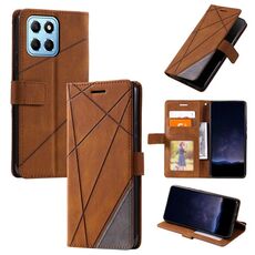 Custodia per telefono in pelle con giuntura Skin Feel per Honor X8 5G (marrone)