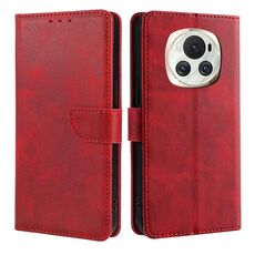 Custodia per cellulare in pelle con fibbia in pelle di vitello per Honor Magic6 (rossa)
