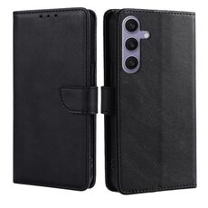 Custodia per telefono in pelle flip con fibbia in vitello per Samsung Galaxy S23 FE 5G (nera)