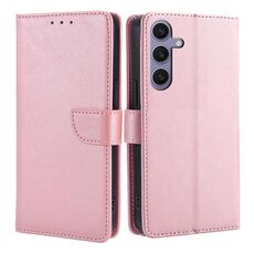 Per Samsung Galaxy S23 FE 5G Custodia per telefono in pelle con fibbia in vitello (oro rosa)