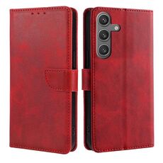 Custodia per cellulare in pelle con fibbia in vitello per Samsung Galaxy S24 5G (rossa)