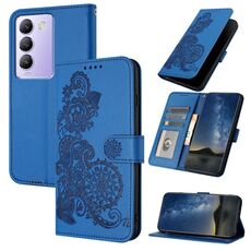 Per vivo Y100 5G IDN/Y200e 5G Global Datura Custodia in pelle con motivo floreale in rilievo (blu)