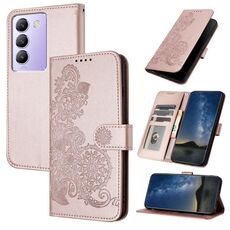 Per vivo Y100 5G IDN/Y200e 5G Global Datura Custodia in pelle con motivo floreale in rilievo (oro rosa)
