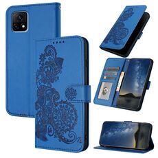 Custodia per cellulare in pelle con vibrazione in rilievo fiore India Datura per vivo Y72 5G (blu)