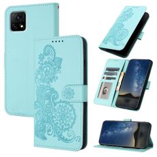 Per vivo Y52s 5G/iQOO U3/Y31s 5G Datura Custodia in pelle con motivo floreale in rilievo (Azzurro)