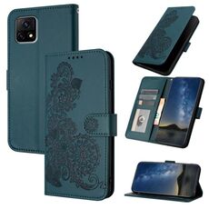 Per vivo Y52s 5G/iQOO U3/Y31s 5G Datura Custodia in pelle con motivo floreale in rilievo (verde scuro)