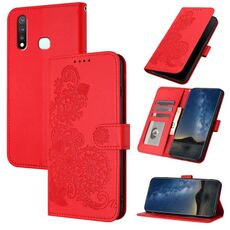 Per vivo Y19/U3/Y5s/Z5i/U20 Datura Custodia in pelle con motivo floreale in rilievo (Rosso)