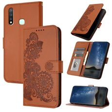Per vivo Y19/U3/Y5s/Z5i/U20 Datura Custodia in pelle con motivo floreale in rilievo (marrone)