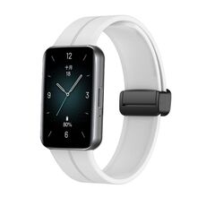 Cinturino per orologio in silicone con fibbia nera pieghevole magnetica per Honor Band 9 (bianco)