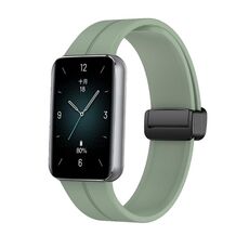 Cinturino per orologio in silicone con fibbia nera pieghevole magnetica per Honor Band 9 (grigio verde)