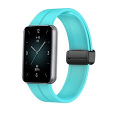 Cinturino per orologio in silicone con fibbia nera pieghevole magnetica per Honor Band 9 (verde acqua)