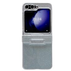 Per Samsung Galaxy Z Flip6 PC galvanico in quattro parti + custodia per telefono a copertura totale in carta glitterata (blu)