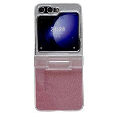 Per Samsung Galaxy Z Flip6 PC galvanico in quattro parti + custodia per telefono a copertura totale in carta glitterata (rosa)