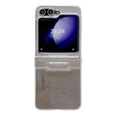 Per Samsung Galaxy Z Flip6 PC galvanico in quattro parti + custodia per telefono a copertura totale in carta glitterata (nero)