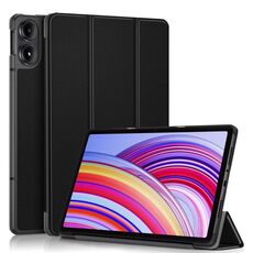 Per Xiaomi Redmi Pad SE Pro Custer Custodia Smart Tablet in pelle con supporto a 3 pieghe in colore puro (Nero)