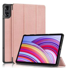 Per Xiaomi Redmi Pad SE Pro Custer Custodia Smart Tablet in pelle con supporto a 3 pieghe in colore puro (oro rosa)