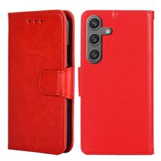 Custodia per telefono in pelle con texture cristallo per Samsung Galaxy S24 5G (rossa)