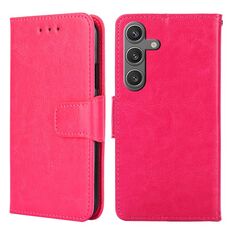 Custodia per telefono in pelle con texture cristallo per Samsung Galaxy S24 5G (rosa rossa)