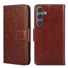 Custodia per cellulare in pelle con texture cristallo per Samsung Galaxy S24 5G (marrone)