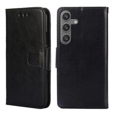Custodia per cellulare in pelle con texture cristallo per Samsung Galaxy S24 5G (nera)