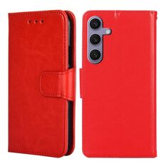 Custodia per telefono in pelle con texture cristallo per Samsung Galaxy S24+ 5G (rossa)