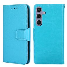 Custodia per telefono in pelle con texture cristallo per Samsung Galaxy S24+ 5G (blu cielo)