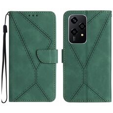 Custodia per telefono in pelle goffrata con cuciture per Honor 200 Lite (verde)