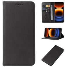 Custodia per telefono in pelle con chiusura magnetica per vivo iQOO 12 Pro (nera)