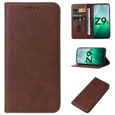 Custodia per telefono in pelle con chiusura magnetica per vivo iQOO Z9 (marrone)