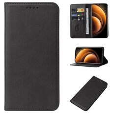 Custodia per telefono in pelle con chiusura magnetica per vivo X100 (nera)