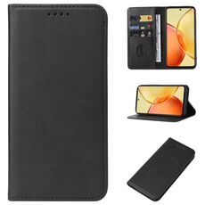 Custodia per telefono in pelle con chiusura magnetica per vivo Y36 5G (nera)