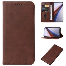 Custodia per telefono in pelle con chiusura magnetica per vivo iQOO 12 (marrone)