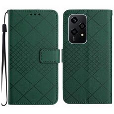 Custodia per telefono in pelle con struttura a griglia rombica per Honor 200 Lite (verde)