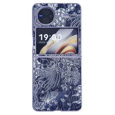 Custodia per telefono a copertura totale in stile ricamo Flip per vivo X (blu)