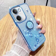 Per vivo Y100i Gradient Glitter Immortal Flower Ring Custodia per telefono all-inclusive (Bule)