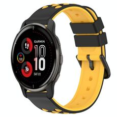Per Garmin Venu 2 Plus 20mm Cinturino in silicone poroso bicolore (nero + giallo)