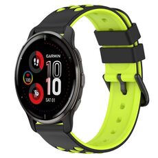 Per Garmin Venu 2 Plus 20mm Cinturino in silicone poroso bicolore (nero + verde lime)